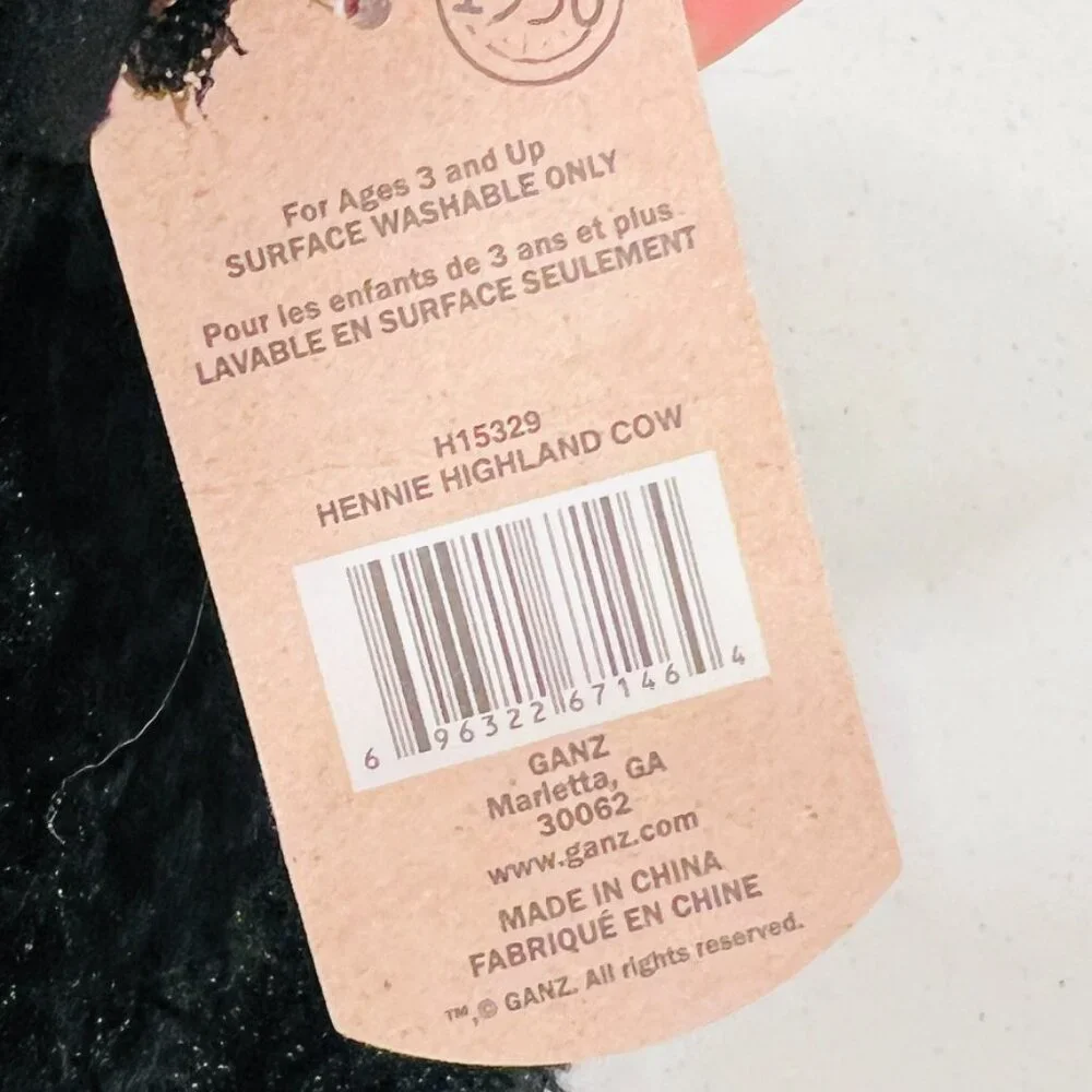 Baby Ganz H15329 HENNIE HIGHLAND COW Black Plush Stuffed Animal NWT RARE - Picture 4 of 7